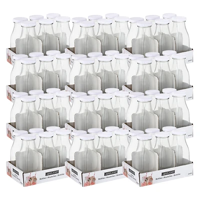 12 Packs: 6 ct. (72 total) 8oz. Glass Milk Bottles with Lids by Ashland®