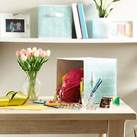 DII® 11" Aqua Herringbone Storage Cube, 2ct.