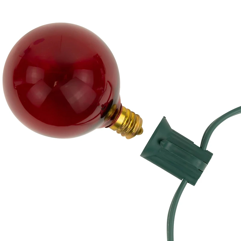 10-Count Red G50 Globe Christmas Patio Lights- 9ft  Green Wire