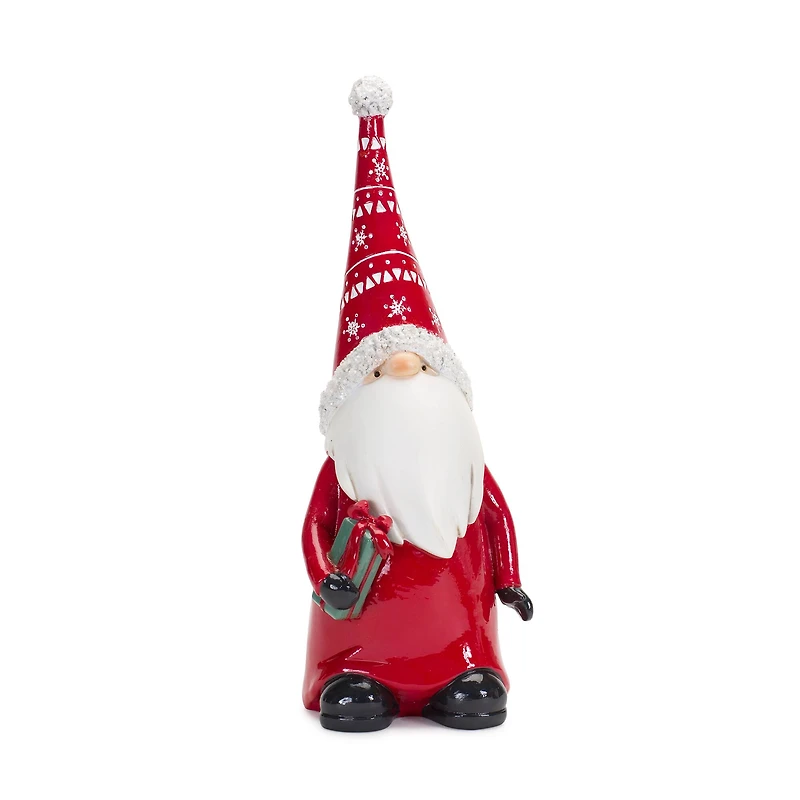 9" Holiday Gnome with Wreath & Package Figurine Set