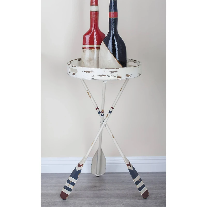 2.5ft. White Iron Coastal Accent Table