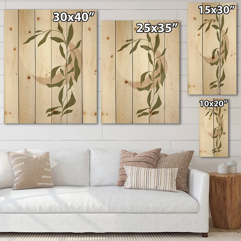 Designart - Abstract Sun and Moon With Green Leaf III