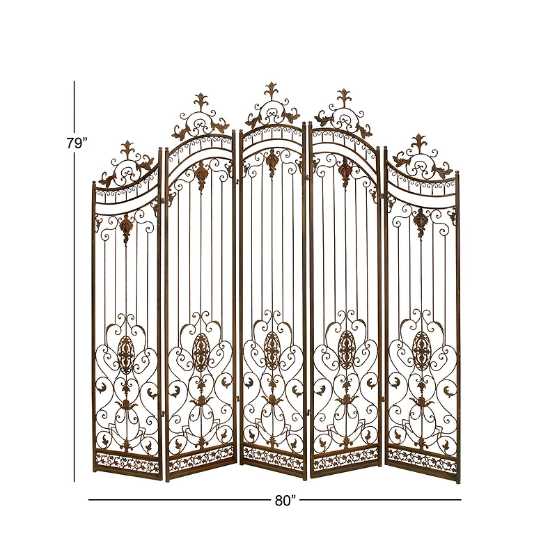 Brown Metal Eclectic Room Divider Screen, 80 " x 80 " x 1 "