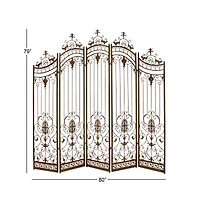 Brown Metal Eclectic Room Divider Screen, 80 " x 80 " x 1 "
