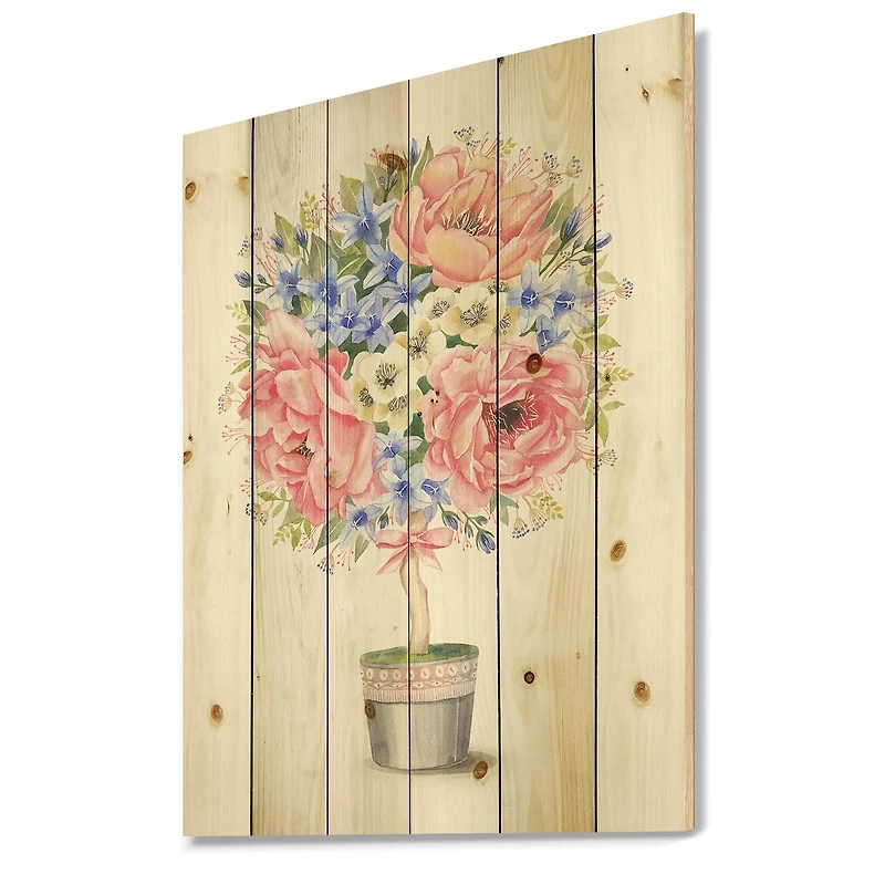 Designart - Flower Tree In A Pot With A Bow