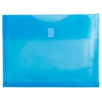 JAM Paper 9.63" x 11.63" Blue Plastic Hook & Loop Closure Booklet Letter Envelopes with Expansion, 120ct.