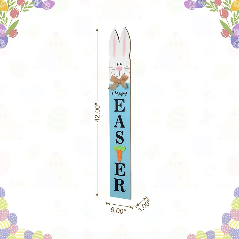 Glitzhome® 42" Wooden Double-Sided Easter Welcome Porch Sign with Bunny Ears