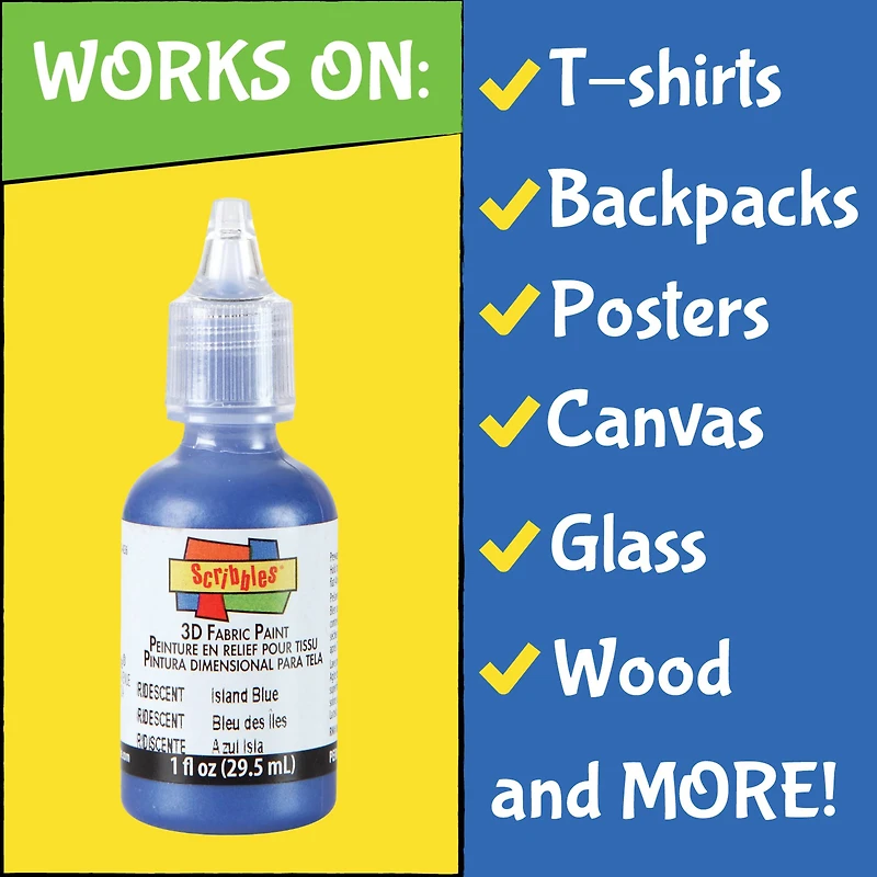 10 Packs: 6 ct. (60 total) Scribbles® Iridescent 3D Fabric Paint