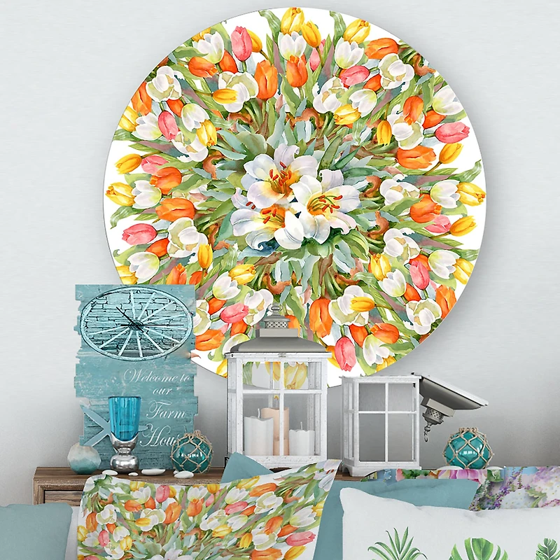 Designart - Blooming White and Orange Tulips II