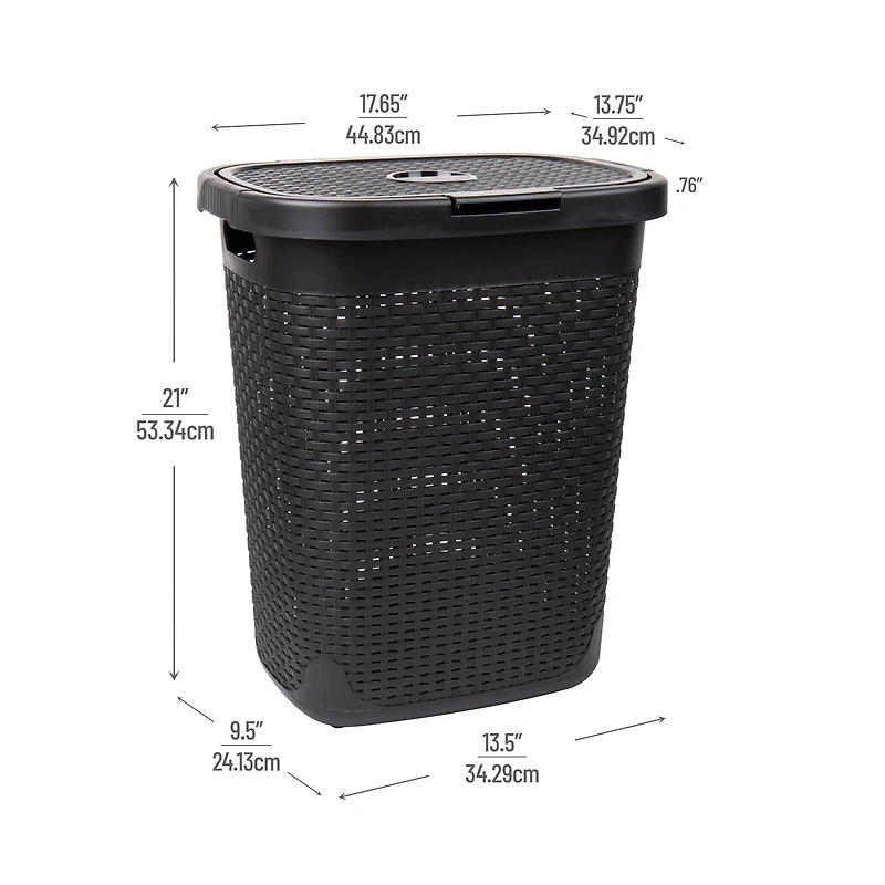 Mind Reader 21" Plastic Wicker Design Laundry Hamper