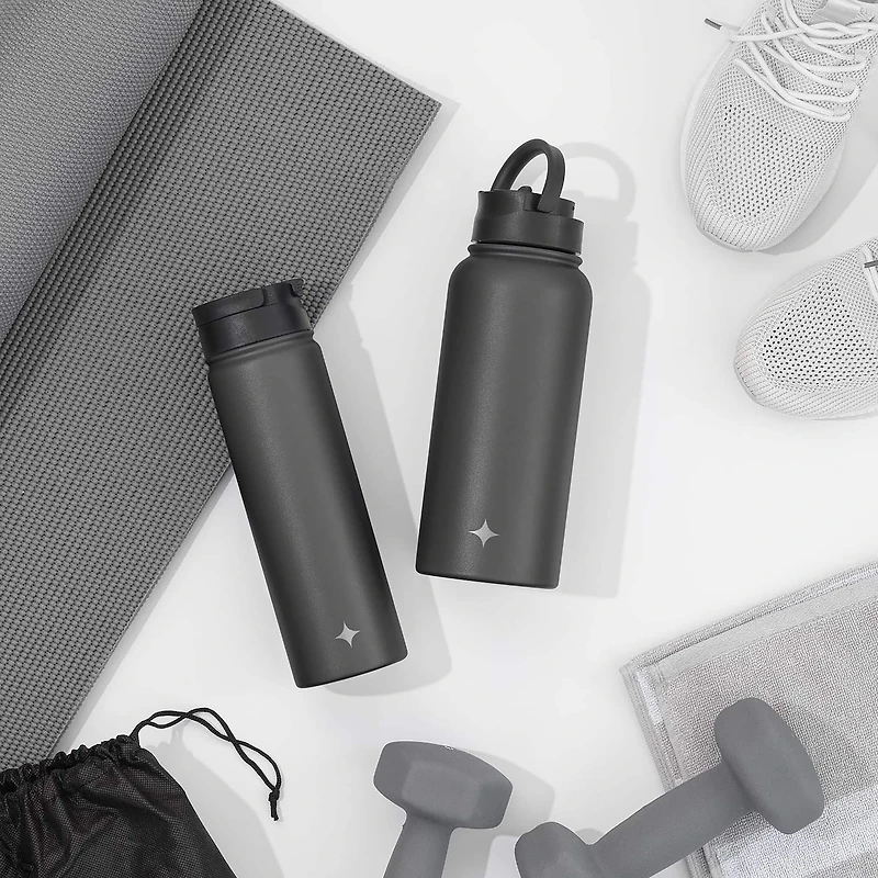 JoyJolt® 32oz. Vacuum Insulated Water Bottle With Flip Lid & Sport Straw Lid