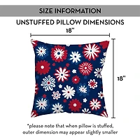 18" Patriotic Flower Doodle Indoor Outdoor Pillow