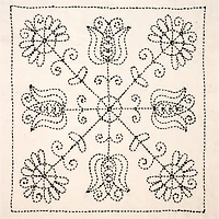 Sashiko World Hungary Tulips And Poppies Stamped Embroidery Kit