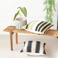Hello Honey® 20" Black & Cream Striped Cotton Blend Chenille Pillow