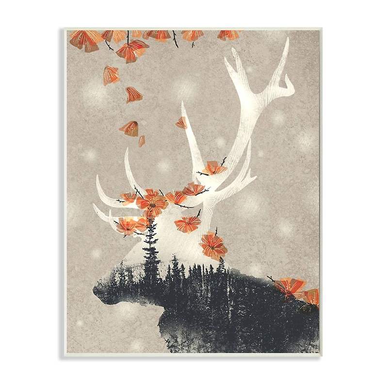 Stupell Industries Tree Forest Elk Silhouette Wall Plaque
