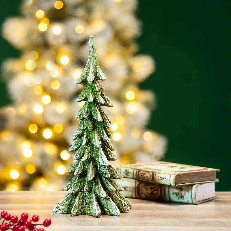 Glitzhome® 14.75" Green Christmas Tree Table Décor