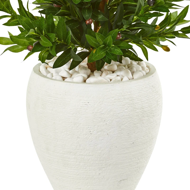 3.5ft. Olive Cone Topiary Tree in White Planter