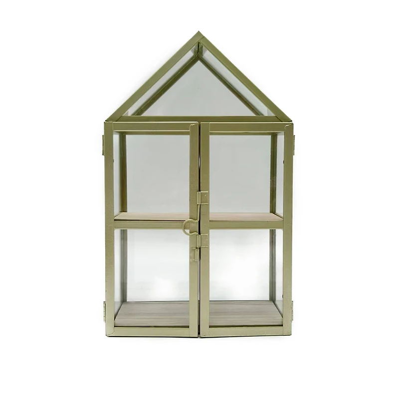 10" Gold Metal & Glass Terrarium House by Ashland®