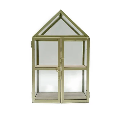 10" Gold Metal & Glass Terrarium House by Ashland®