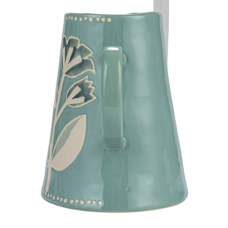 Hello Honey® 8" Blue Hand-Painted Wax Relief Pattern Stoneware Pitcher