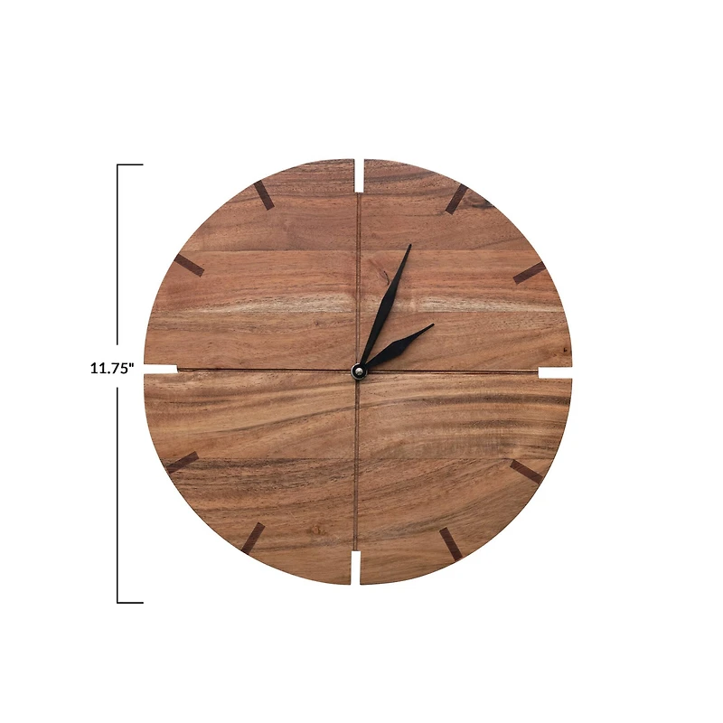 Hello Honey® Natural & Black Round Acacia Wood Wall Clock