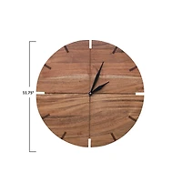 Hello Honey® Natural & Black Round Acacia Wood Wall Clock