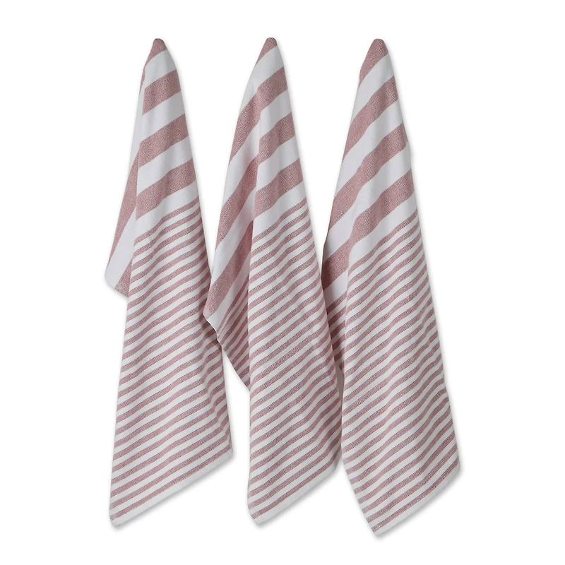 DII® Barn Red Nautical Stripe Terry Dishtowels, 3ct.