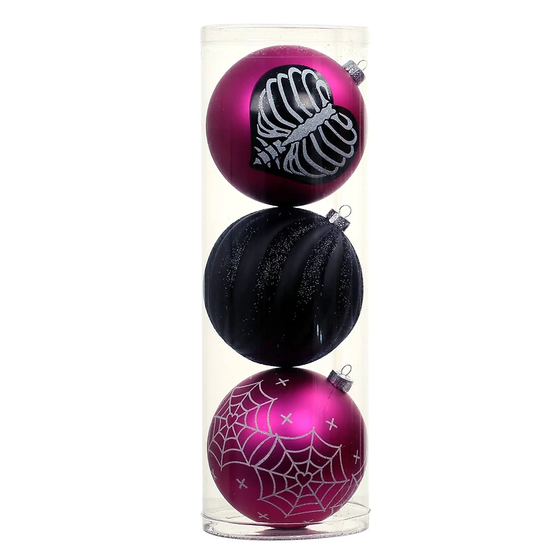4.75" Black & Pink Plastic Ball Ornament Set by Ashland®