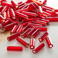 12 Pack: John Bead Ruby Czech Glass Bugle Beads