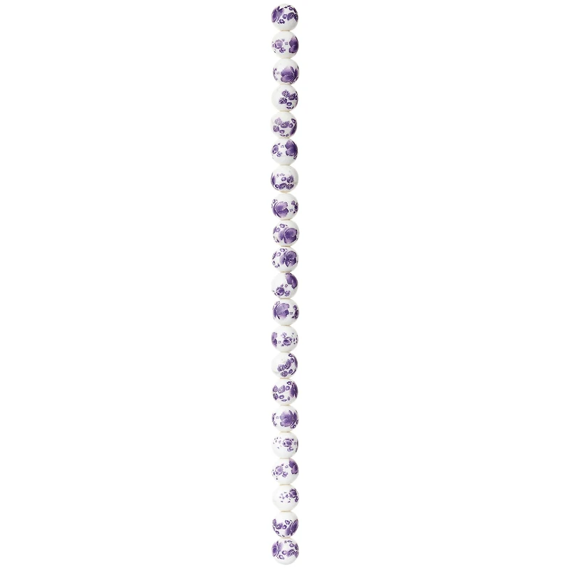 Amethyst Flower Ceramic Round Beads, 8mm by Bead Landing™