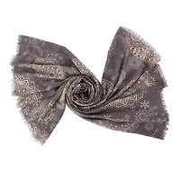 Glitzhome® 80" Gray Paisley Print Scarf with Fringe