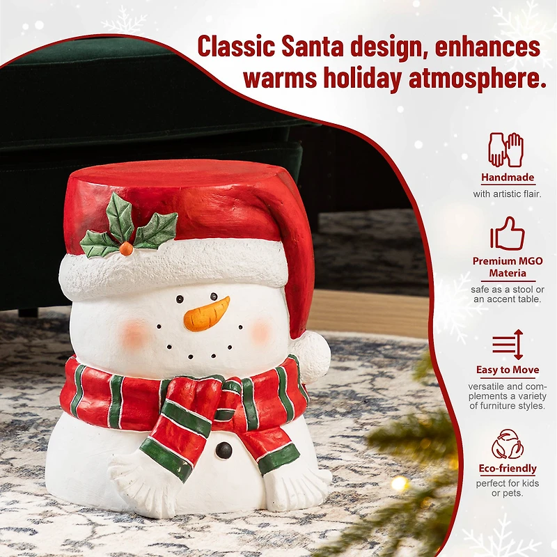 Glitzhome® 14.25"H Christmas MGO Snowman Stool or Accent Table
