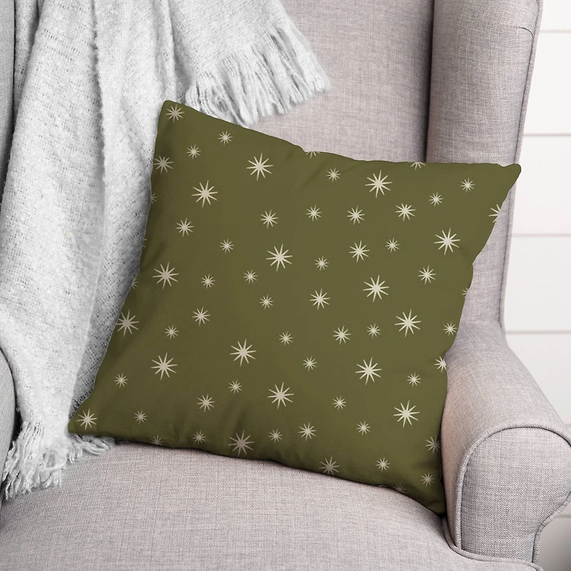 Green Twinkle Throw Pillow