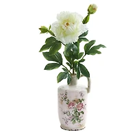 22" Peony Artificial Arrangement in Floral Pitcher