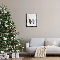 Stupell Industries Winter Holiday Gifts Dog Couple Framed Floater Canvas Wall Art