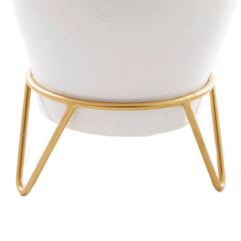 The Novogratz Set of 2 White Iron Modern Planter, 11" x 10" x 10"