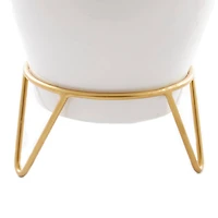 The Novogratz Set of 2 White Iron Modern Planter, 11" x 10" x 10"