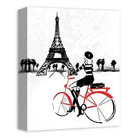 Parisian Red Bike Canvas Wall Art