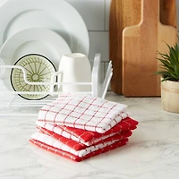 DII® Red & White Windowpane Terry Dishcloths, 6ct.
