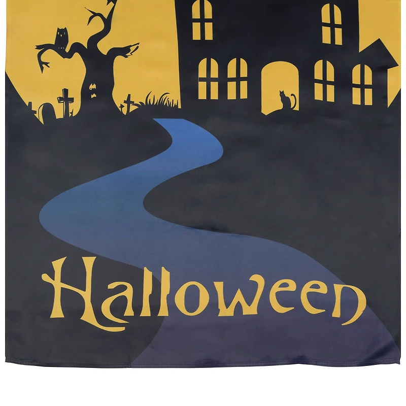 Spooky House Halloween Outdoor Garden Flag with Bats & Witch