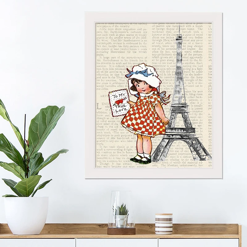 Newspaper Paris 16" x 20" White Framed Print Under Plexiglass