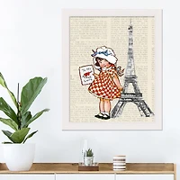 Newspaper Paris 16" x 20" White Framed Print Under Plexiglass