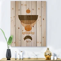 Designart - Abstract Minimal Orange Sun and Brown Moon