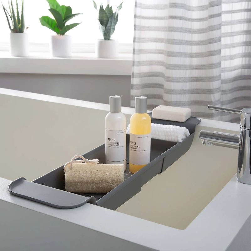 Bath Bliss Gray Expandable Non-Slip Bathtub Caddy