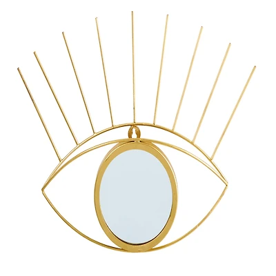 17" Gold Metal Glam Eye Wall Decor Accent Mirror