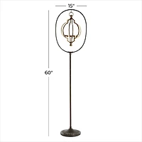 Black Metal Eclectic Candle Holder Lantern, 60" x 15" x 12"