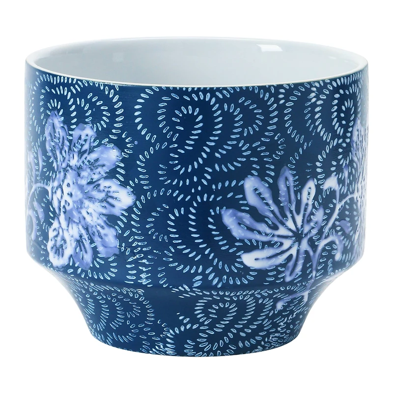 Hello Honey® 7" Blue & White Floral Stoneware Planter