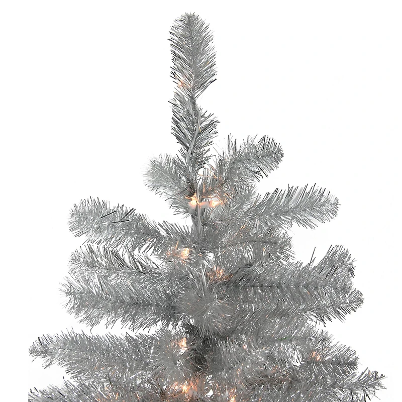 6.5ft. Pre-Lit Tinsel Artificial Christmas Tree. Clear Lights