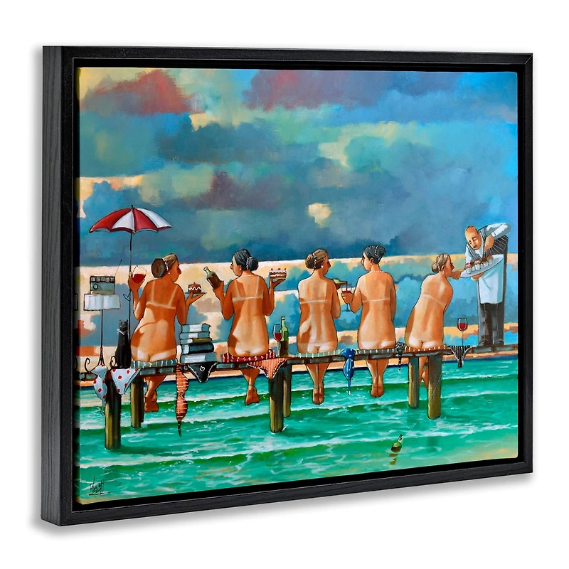 Stupell Industries Women on Dock with Tan Lines Floater Framed Art