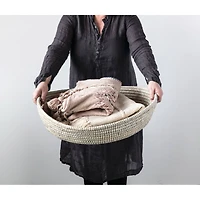 Hello Honey® 23.5" White Handwoven Grass Basket with Handles